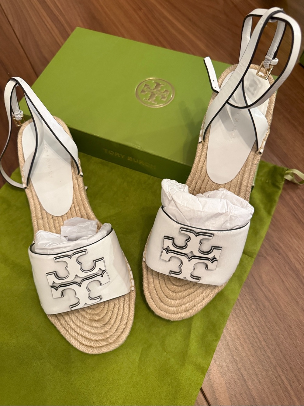 Tory Burch Ines Espadrille 50mm In Gardenia 109 Women's Size US 9 (150744)